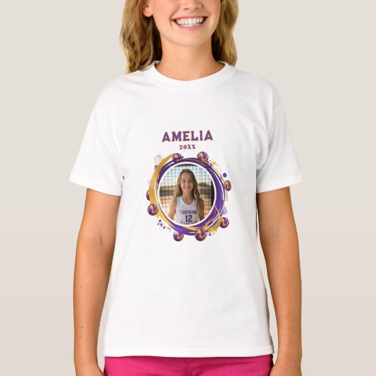 T-shirt Custom Volleyball Player Name Photo Sports (Devant)