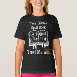 T-shirt customisé Spell book, me traiter bien drôle Hallow