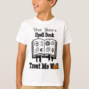 T-shirt customisé Spell book, me traiter bien drôle Hallow