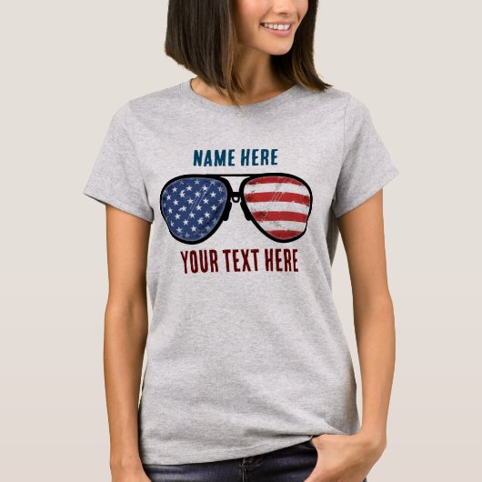 T-shirt CUSTOMISÉ USA FLAG SUNGLASS (Devant)
