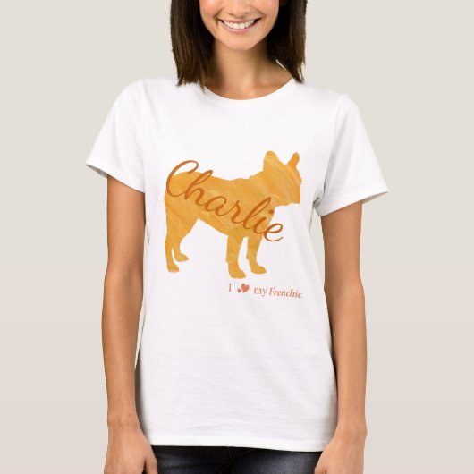 T-shirt Customizable French Bulldog Pastel Orange Frenchie (Devant)