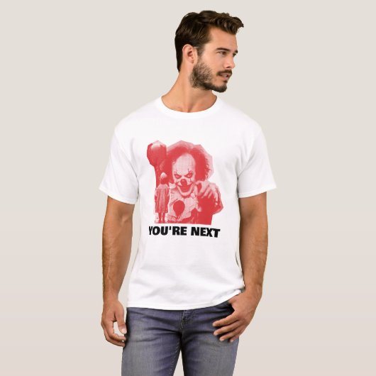 T-SHIRT CUSTOMIZABLE SCARY CLOWN WITH BALLOON ADD PHRASE (Devant entier)