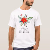 T-shirt Customized Red Poinsettia Merry Christmas (Devant)