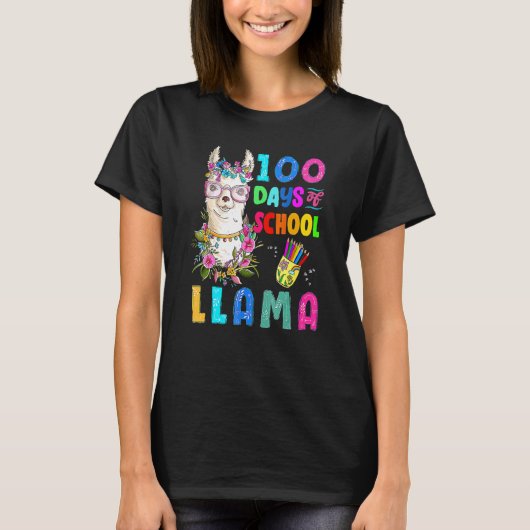 T-shirt Cute 100 Days of School No Probllama Llama Back To (Devant)