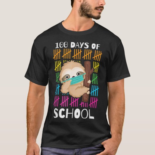 T-shirt Cute 100 Days Of School Sloth Face Mask Virtual Te (Devant)