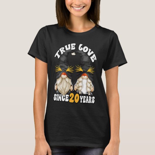 T-shirt Cute 20th Wedding Anniversary Gnomes For Penguin M (Devant)