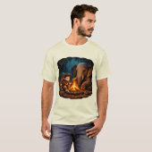 T-shirt “Cute 3D Boy & Elephant Campfire Sticker in Dark J (Devant entier)