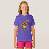 T-shirt Cute 3D Teddy Bear Playing Basketball – Adorable S (Devant entier)