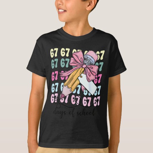 T-shirt Cute 67 Days Smarter 67 Days Of School Coquette Bo (Devant)