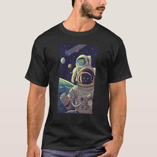 T-shirt Cute Abstract Cats in Space (Devant)