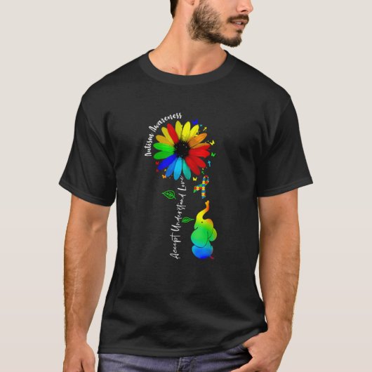 T-shirt Cute Accept Understand Love Autism Awareness Sunfl (Devant)