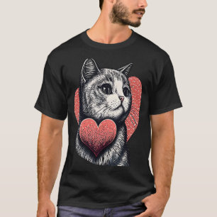 T-shirt Cute adorable unique Heureuse Sainte-Valentin cat