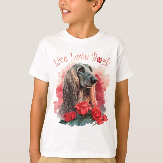 T-shirt Cute Afghan Hound Dog Floral (Devant)