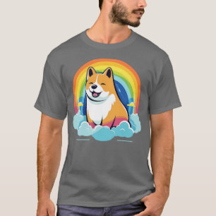 T-shirt Cute Akita Inu Arc-en-ciel Cloud Kawaii Chien Heur