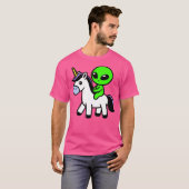T-shirt Cute Alien équitation Unicorn (Devant entier)