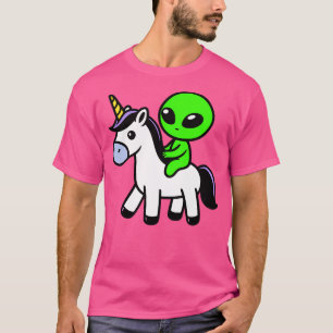T-shirt Cute Alien équitation Unicorn