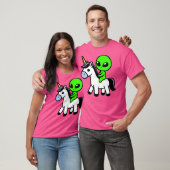 T-shirt Cute Alien équitation Unicorn (Unisexe)