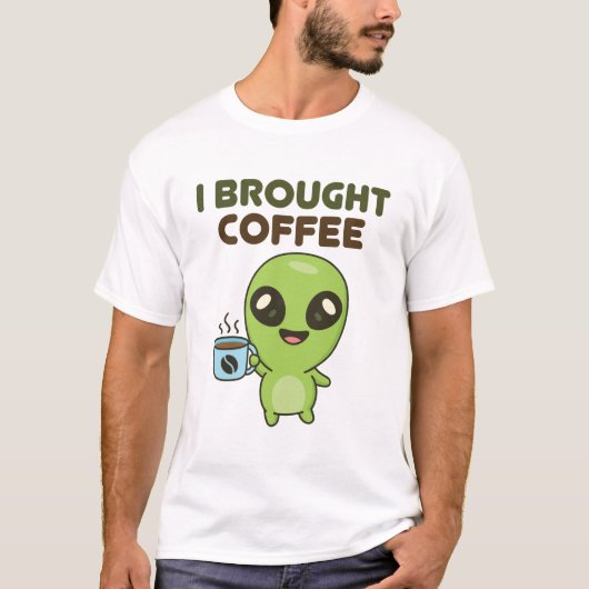 T-shirt Cute Alien J'Ai Apporté Du Café (Devant)