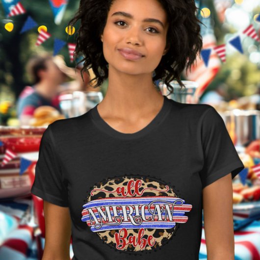 T-shirt Cute All American Babe Leopard Celebration