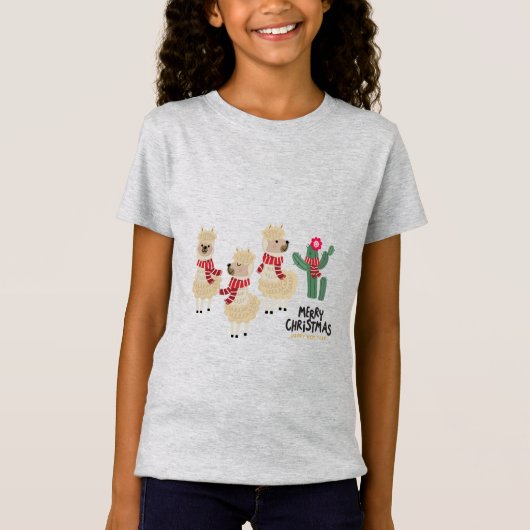 T-Shirt Cute Alpaca Porte Écharpe Rouge (Devant)