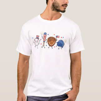 T-shirt Cute amis de baseball patriotiques 4 juillet USA B