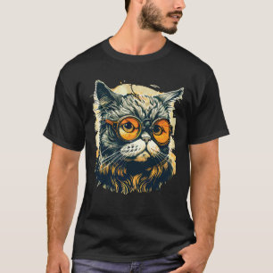 T-shirt Cute Anamorphic Goggle Porter Chat Famille unique