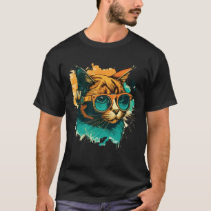 T-shirt Cute Anamorphic Goggle Porter Chat Famille unique