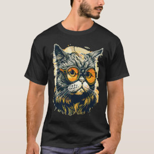 T-shirt Cute Anamorphic Goggle Porter Chat Famille unique