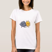T-shirt Cute Angry Grey Rain Cloud Chasing Happy Smiling (Devant)