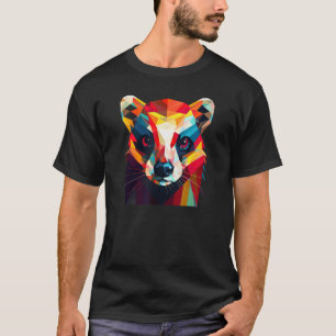 T-shirt Cute Animal Colorée Géométrique Ferret Face 4