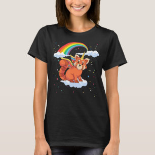 T-shirt Cute Animal Lover Rainbow Red Pandacorn Unicorn Re