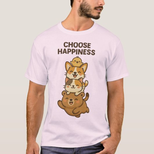 T-shirt Cute Animal Stack Illustration (Devant)