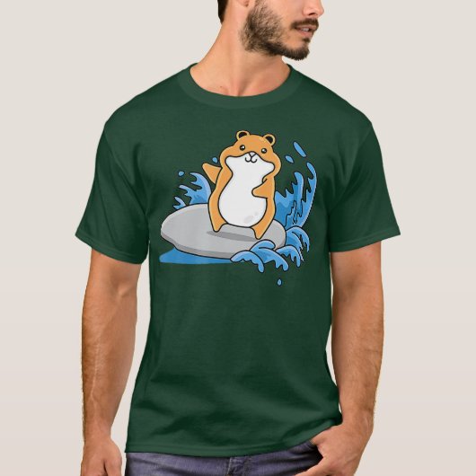 T-shirt Cute Animal Surfing Hamster Lover (Devant)