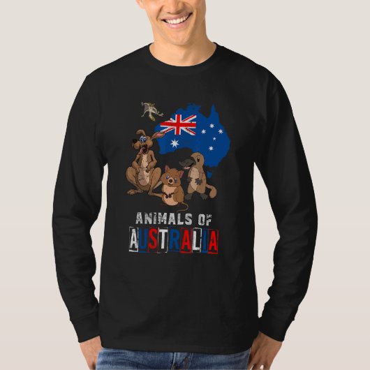 T-shirt Cute Animaux Platypus Quokka Sugar Glider Kangaroo (Devant)
