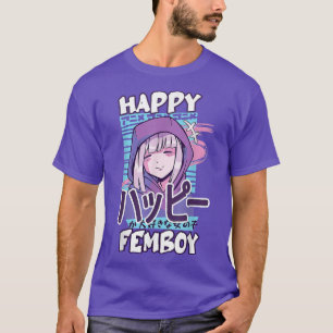 T-shirt Cute Anime Happy Femboy avec Happy in Japanese Fun