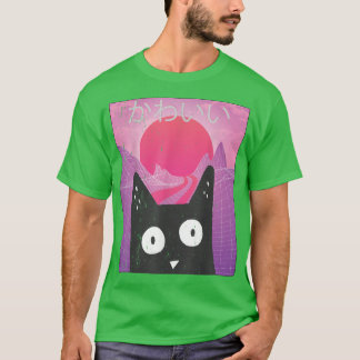 T-shirt Cute Anime Retro Kitten Neko Synthwave Japon 80s M