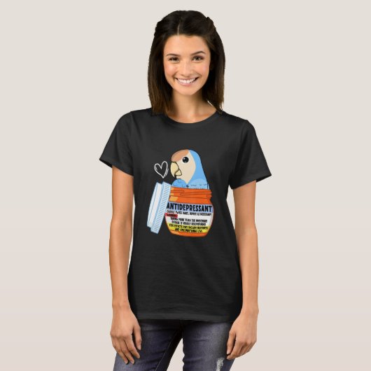 T-shirt Cute Antidepressant Parrot I Peach faced Blue Love (Devant entier)