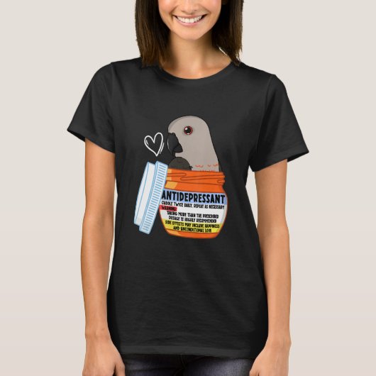 T-shirt Cute Antidepressant Parrot I Red bellied Parrot (Devant)