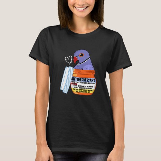 T-shirt Cute Antidepressant Parrot I Violet Indian Ringnec (Devant)