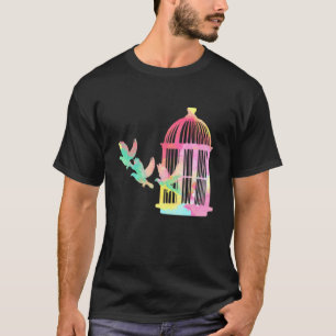 T-shirt Cute Aquarelle Cage Oiseaux Flying Art Oiseau Oise