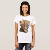 T-shirt Cute Aquarelle Floral Tigre (Devant entier)