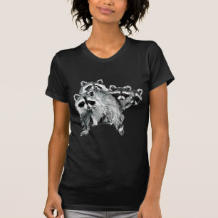 T-shirt Cute Aquarelle Raccoon Animal Famille Amusants Art