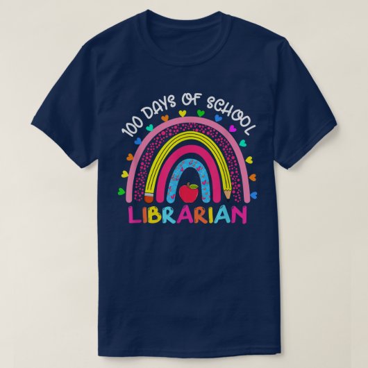 T-shirt Cute Arc-En-Ciel 100 Jours De Bibliothécaire D'Éco (Design devant)