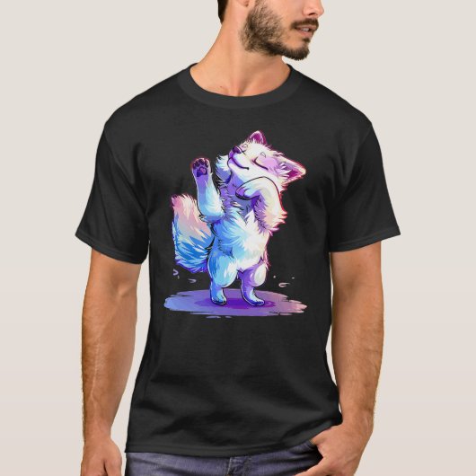 T-shirt Cute Arctic Fox Dancing (Devant)