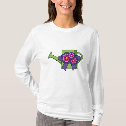 T-shirt Cute arrosage canne avec Bouquet de fleurs (Devant)