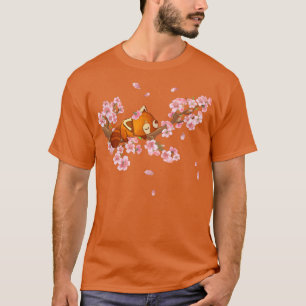 T-shirt Cute Art Japonais Cerise Blossom Kawaii Panda Roug