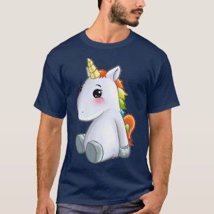 T-shirt Cute Assis Unicorne Avec Rainbow Mane Idée Cadeau