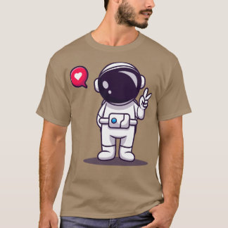 T-shirt Cute Astronaut Avec Caricature De Paix À La Main