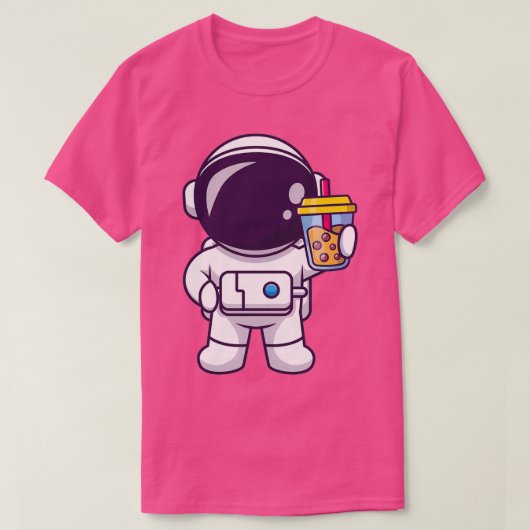 T-shirt Cute Astronaut Bubble Tea Dans L'Espace (Design devant)