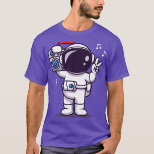 T-shirt Cute Astronaut Écouter De La Musique Avec Boombox 